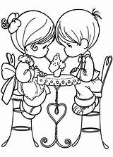 Coloring Pages Precious Moments Valentines Boy Girl Couples Wedding Drawings Drawing Valentine Printable People Hugging Children Clipart Hands Holding Colouring sketch template