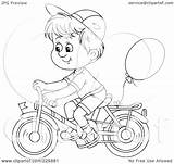 Bike Riding Boy Coloring Outline Clipart Balloon Illustration Attached Royalty Rf Bannykh Alex Pages Sketch Template sketch template