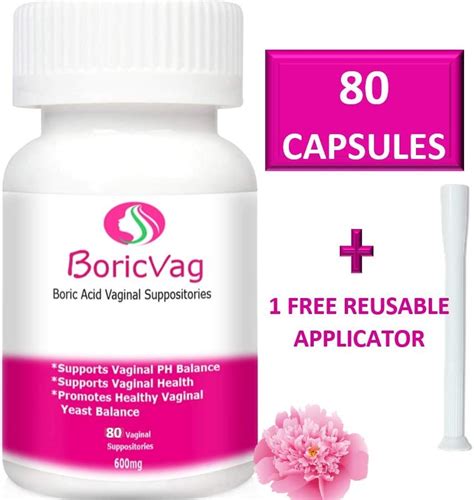 Boric Acid Vaginal Suppository Capsules 35 Count 600mg Applicator