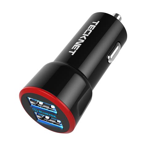 car charger tecknet powerdash aw dual rapid usb car adaptor  bluetek smart charging