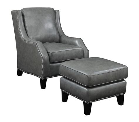 Two In Stock Athers Grey Leather Chair And Ottoman 38w X 30d X 39