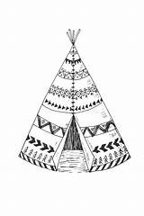 Tipi Ausmalbild Indische Gezeichnete Stammes Indischer Verzierung Nordamerikanischer sketch template