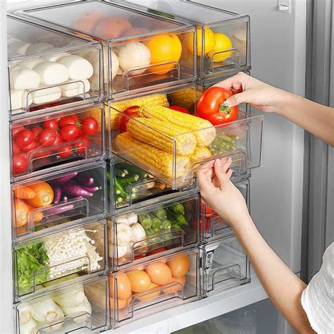 klear stackable fridge storage drawers fridge freezer organizer