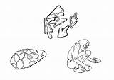 Herramientas Stenen Prehistoria Werktuigen Primitivi Malvorlage Attrezzi Prehistoric Preistoria Ausmalbild Kleurplaten Uomini sketch template