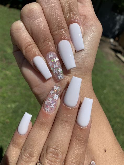 pinterest atspiciwasabi white butterfly nails clear acrylic nails