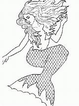 Coloring Mermaid Pages Adult Adults Popular sketch template