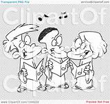 Choir Singing Outline Clip Illustration Cartoon Kids Background Rf Royalty Toonaday Transparent sketch template