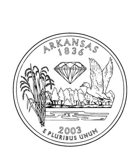 usa printables arkansas state quarter  states coloring pages
