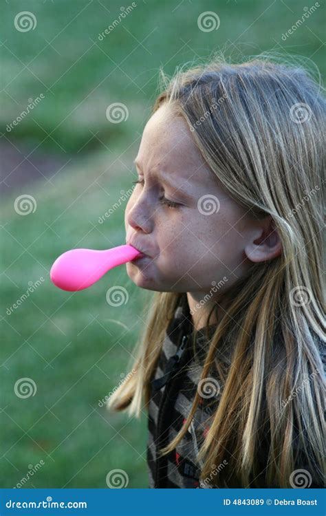 kid blowing   balloon stock image image  shirt party