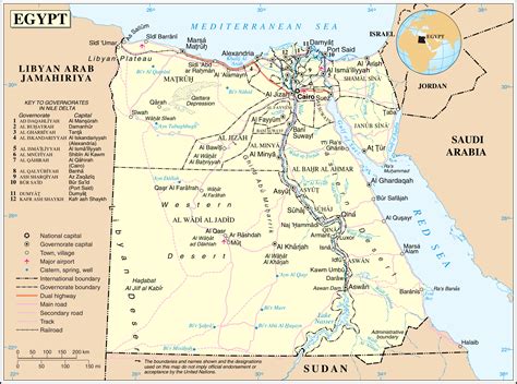 large detailed political  administrative map  egypt   cities roads  airports