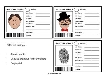 spy id card secret agent template  suzanne welch teaching resources