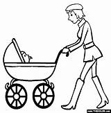 Baby Stroller Coloring Drawing Pages Pushing Mom Cart Carriage Template Sketch Clipartmag sketch template