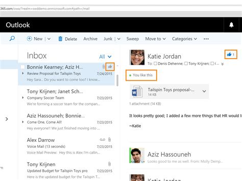 outlook   web  office  business users  add likes