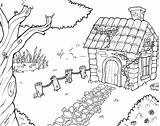 Coloring Cottage Pages House Drawing Printable Colouring Color Drawings Cottages Country Sheets Board Farm Grayscale Homes Getdrawings Draw Print Getcolorings sketch template
