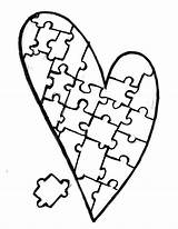 Coloring Heart Puzzles Shaped Puzzle Pages Template Coloringsky sketch template