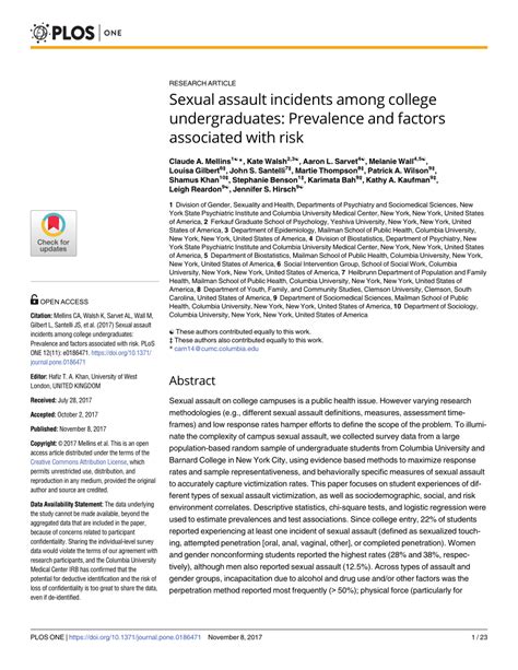 Pdf Sexual Assault Incidents Among College