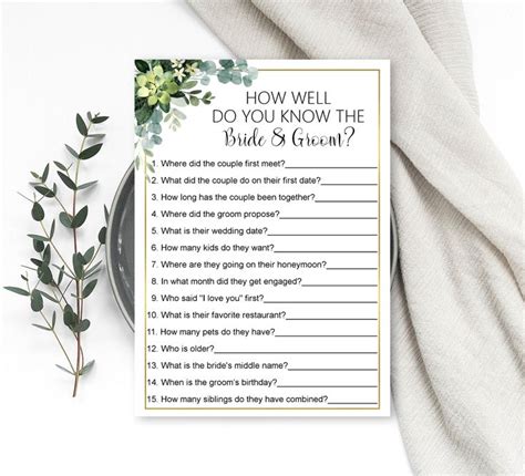 how well do you know the bride and groom game bridal