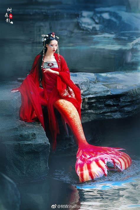 Hanfu Mermaid 微博 Mermaid Photography Mermaid Pose Mermaid