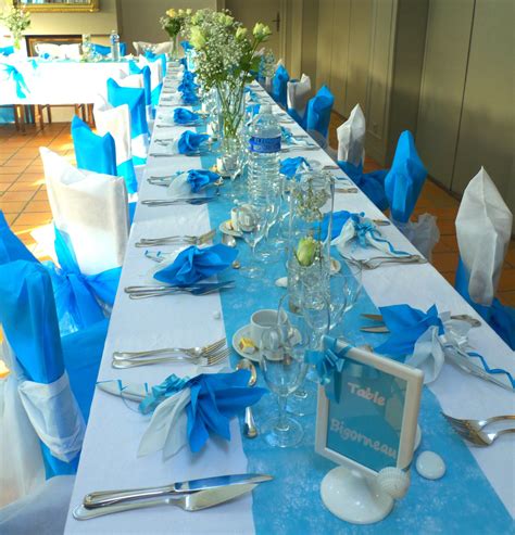 deco de table en bleu turquoise  blanc table mariage bleu table