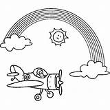 Coloring Sunny Pages Over Cartoon Getcolorings Airplane Flying Rainbow Getdrawings sketch template