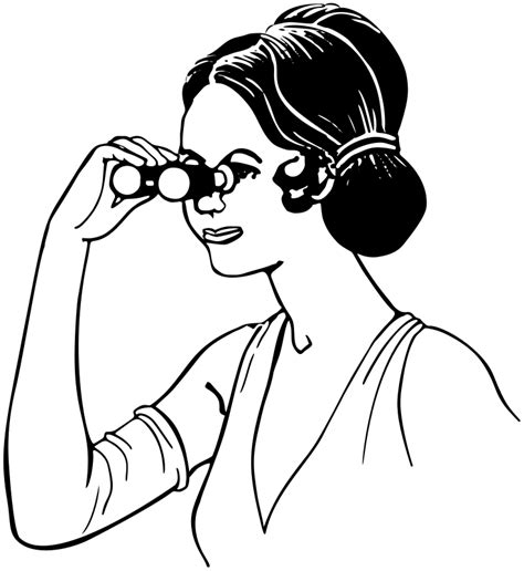 Woman Looking Through Opera Glasses Openclipart