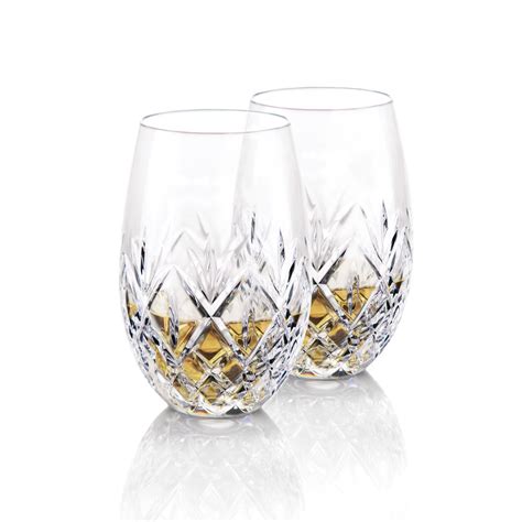 Waterford Crystal Huntley Stemless Crystal White Wine Glasses Pair
