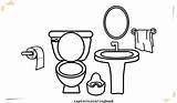 Coloring Pages Bathrooms Toilet Bath Drawing Tub Color sketch template