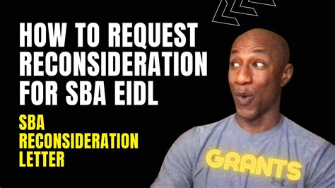 sba request reconsideration  eidl loan   write  sba