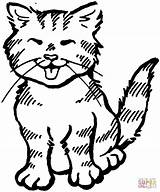 Coloring Pages Kitten Meowing Cat Printable Puzzle sketch template