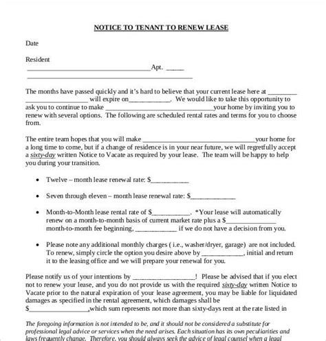 sample letter to not renew the tenancy contract not