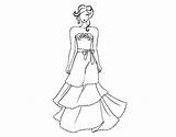 Strapless Dress Wedding Coloring Coloringcrew sketch template