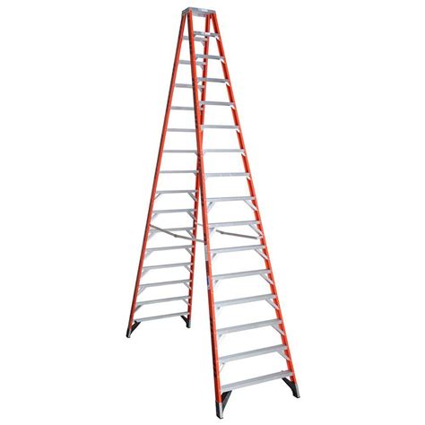 werner  ft fiberglass twin step ladder   lb load capacity