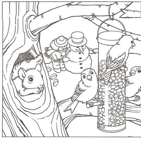 coloring pages  winter scene
