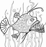 Pescatrice Rana Kleurplaat Seaweed Coloritura Vettoriale Alghe Aleutie Zeeduivel Acque Profonde Zeewier Vettoriali Dagli Difendersi Fuoco Baudroie 1023 Pixel sketch template