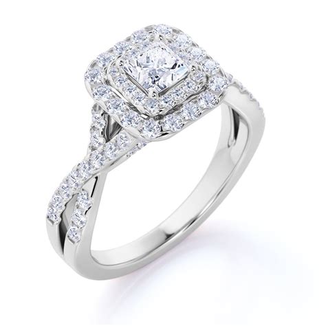 1 Carat Princess Cut Moissanite Engagement Ring Bridal Set Double