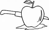 Cut Apple Coloring Way Pages sketch template