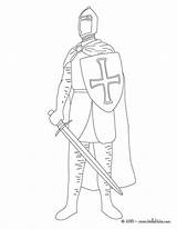 Knight Armor Coloring Pages Color Shield Print Sword Standing sketch template