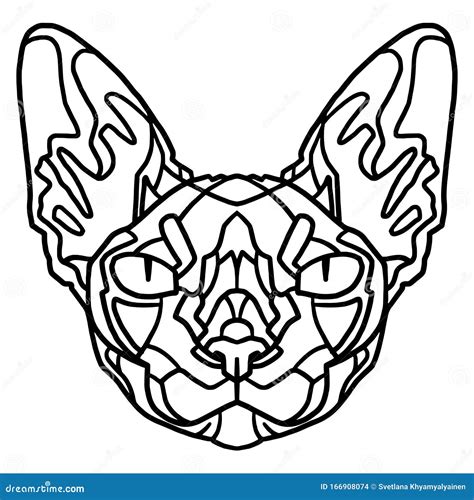 coloring page  children  adults  head   cat stock