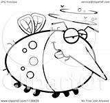 Drunk Outlined Chubby Mosquito Clipart Cartoon Cory Thoman Coloring Vector 2021 sketch template