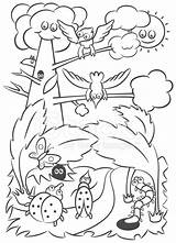 Ecosistema Bosque Animales Freeimages Dibujo sketch template