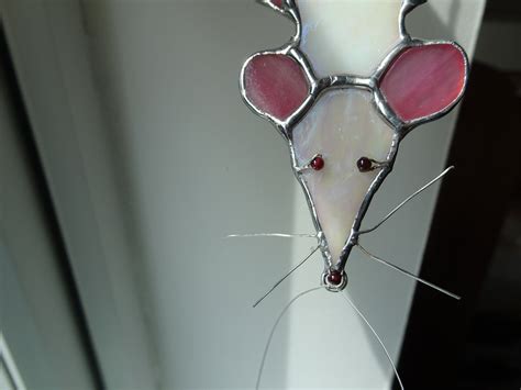 Cheeky White Mouse Cute Mouse Stained Glass Suncatcher Etsy