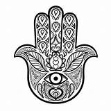 Coloring Pages Vector Hamsa Hand Zentangle Stress Anti Adult Illustration Tribal sketch template