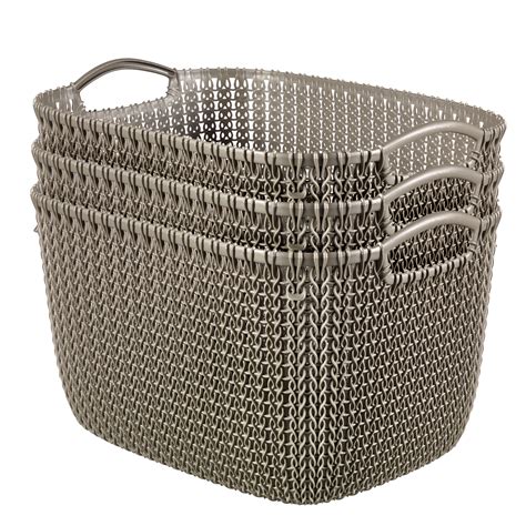curver  keter knit style resin rectangular  piece large basket set ebay