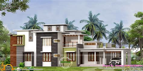 absolute flat roof house kerala home design  floor plans