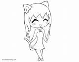 Coloring Girly Pages Anime Catgirl Printable Kids Adults sketch template