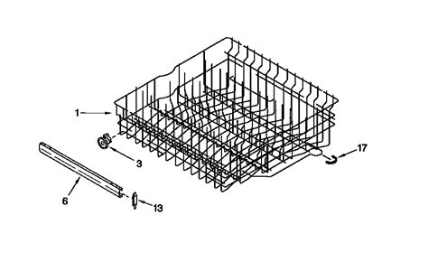 upper rack  track diagram parts list  model kudisewh kitchenaid parts dishwasher