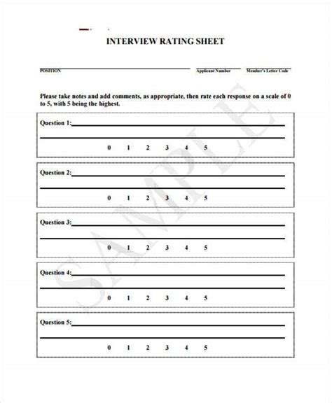 interview score sheet template