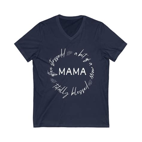 blessed mama v neck tee white text etsy
