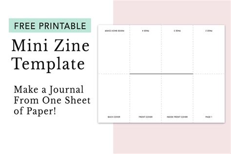 printable mini zine template  piece  paper journal