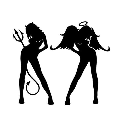 14 12cm angel and devil sexy girl decorative car stickers motorcycle